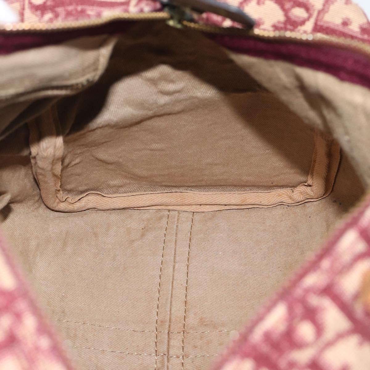 Christian Dior Trotter Canvas Boston Bag Red Gold Auth 193548