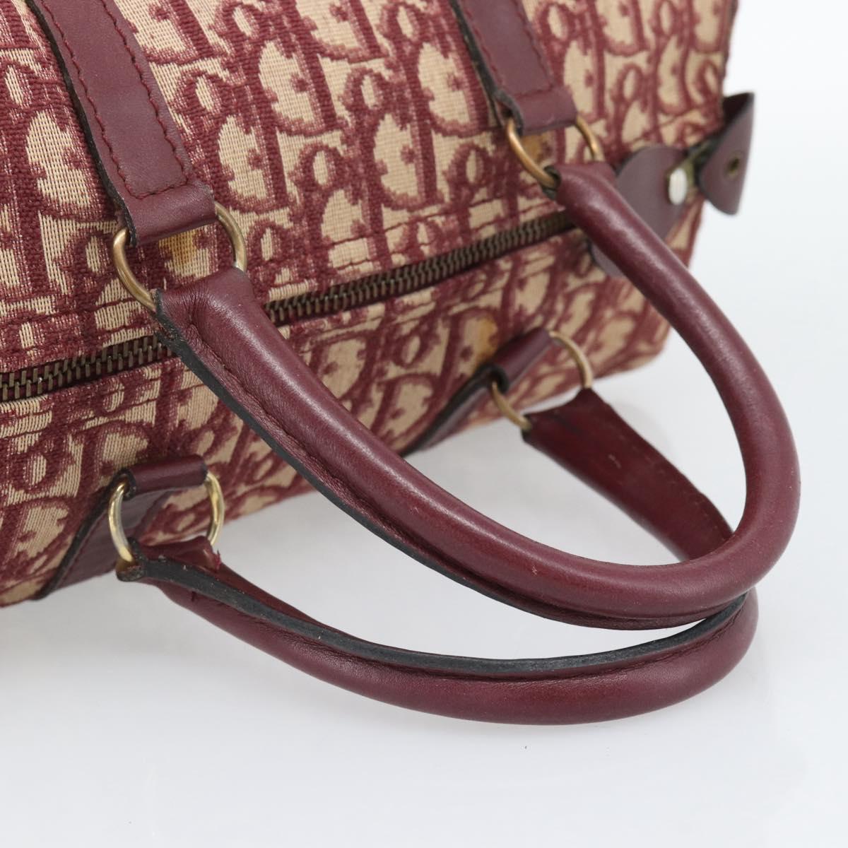 Christian Dior Trotter Canvas Boston Bag Red Gold Auth 193548