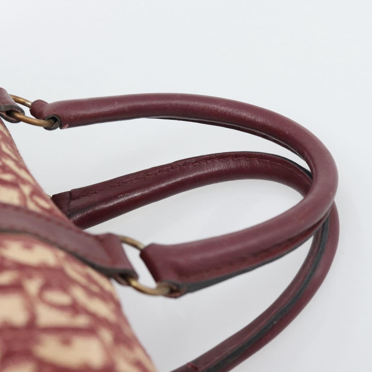 Christian Dior Trotter Canvas Boston Bag Red Gold Auth 193548