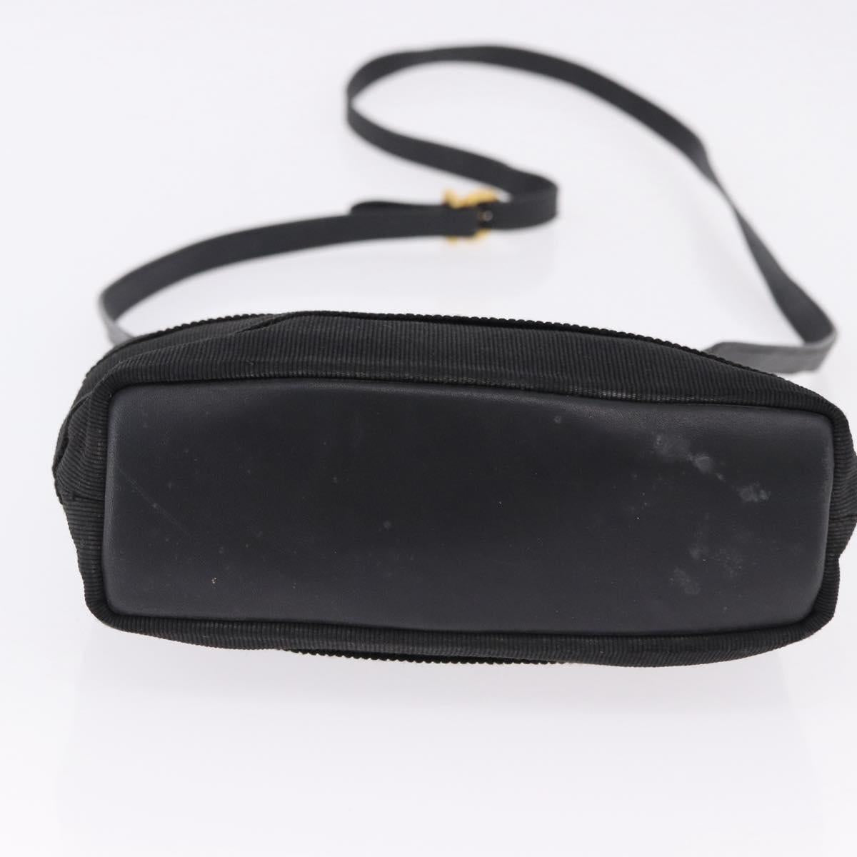 Salvatore Ferragamo Vala Hand Bag Canvas 2way Black Gold Auth 193549