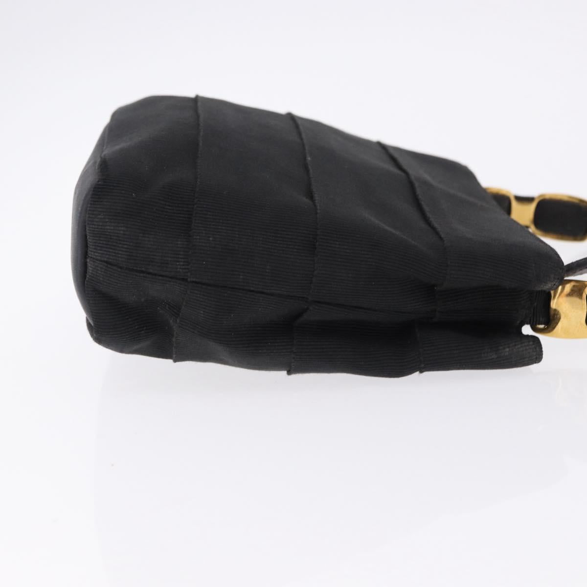 Salvatore Ferragamo Vala Hand Bag Canvas 2way Black Gold Auth 193549