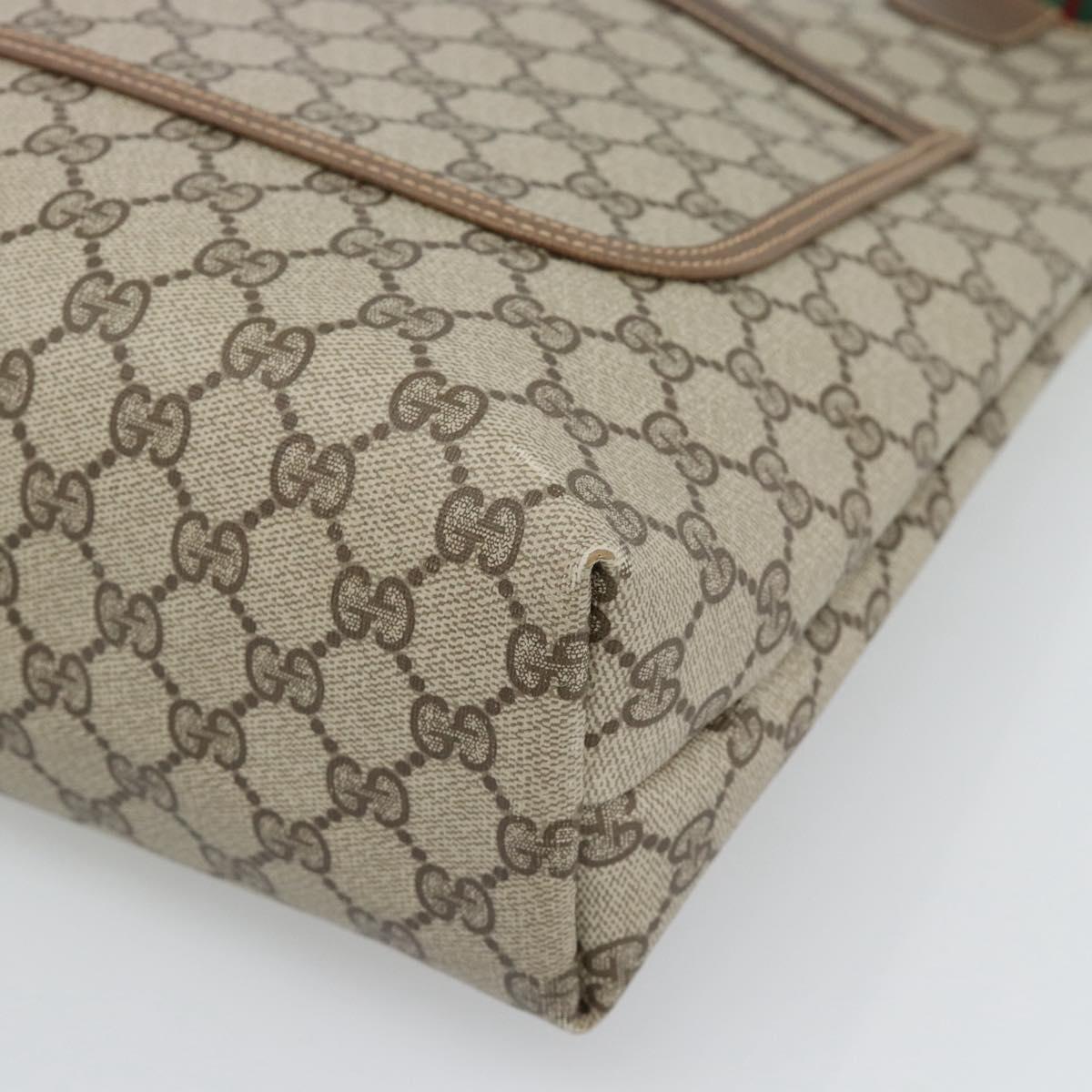 GUCCI GG Supreme Web Sherry Line Tote Bag PVC Beige 39 02 003 Auth 193552A