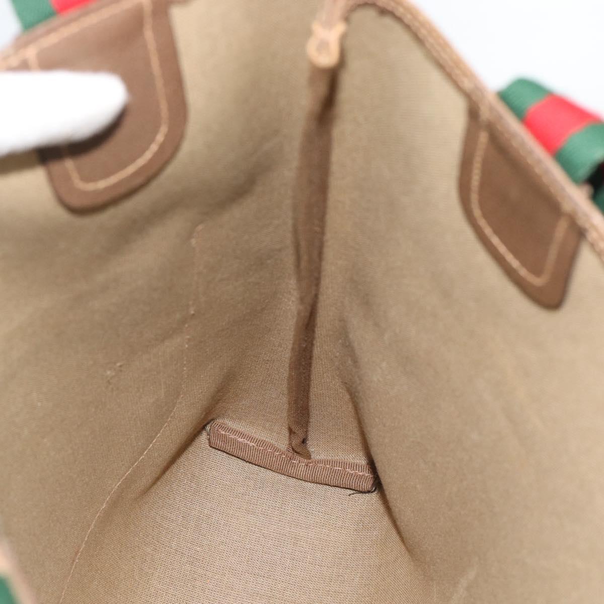 GUCCI GG Supreme Web Sherry Line Tote Bag PVC Beige 39 02 003 Auth 193552A