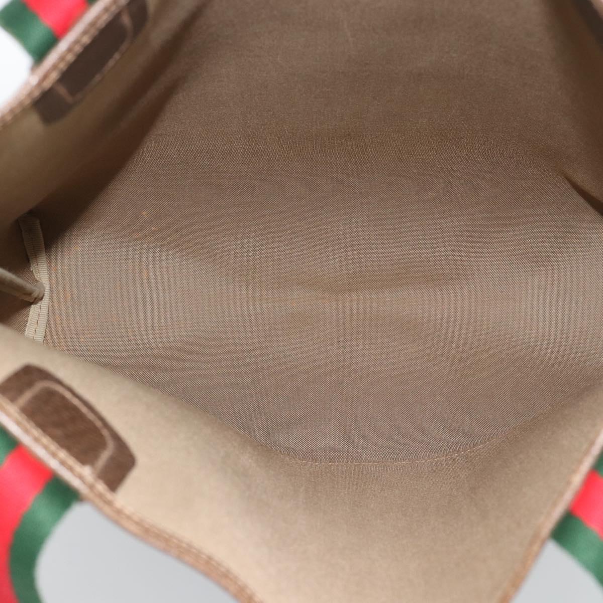 GUCCI GG Supreme Web Sherry Line Bag PVC Beige Gold 002 123 6487 Auth 193553A