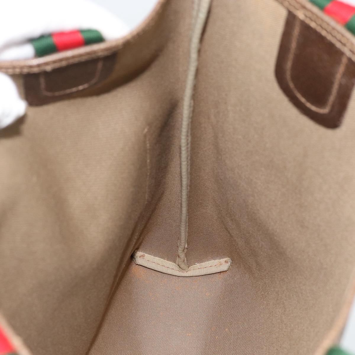 GUCCI GG Supreme Web Sherry Line Bag PVC Beige Gold 002 123 6487 Auth 193553A