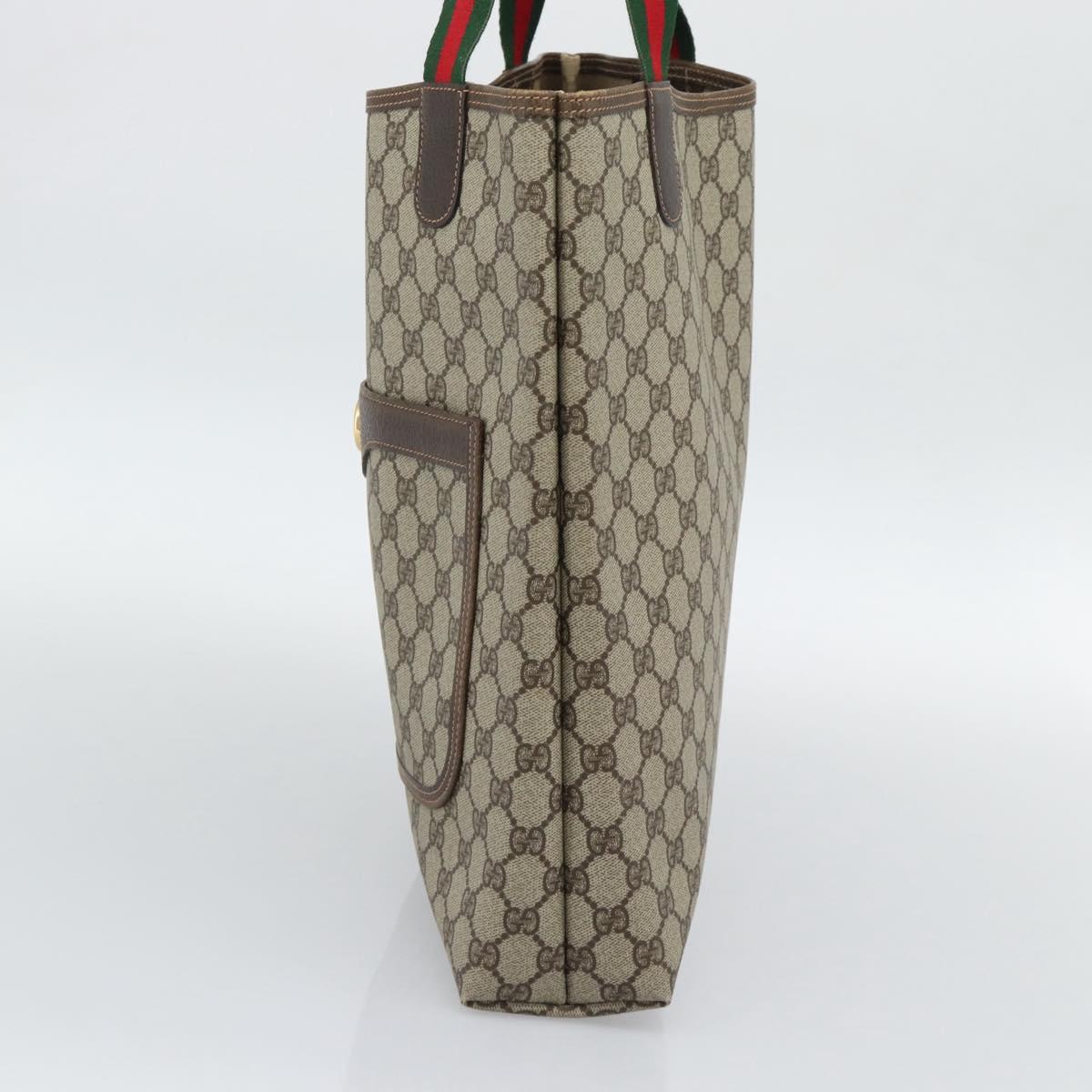 GUCCI GG Supreme Web Sherry Line Bag PVC Beige Gold 002 123 6487 Auth 193553A