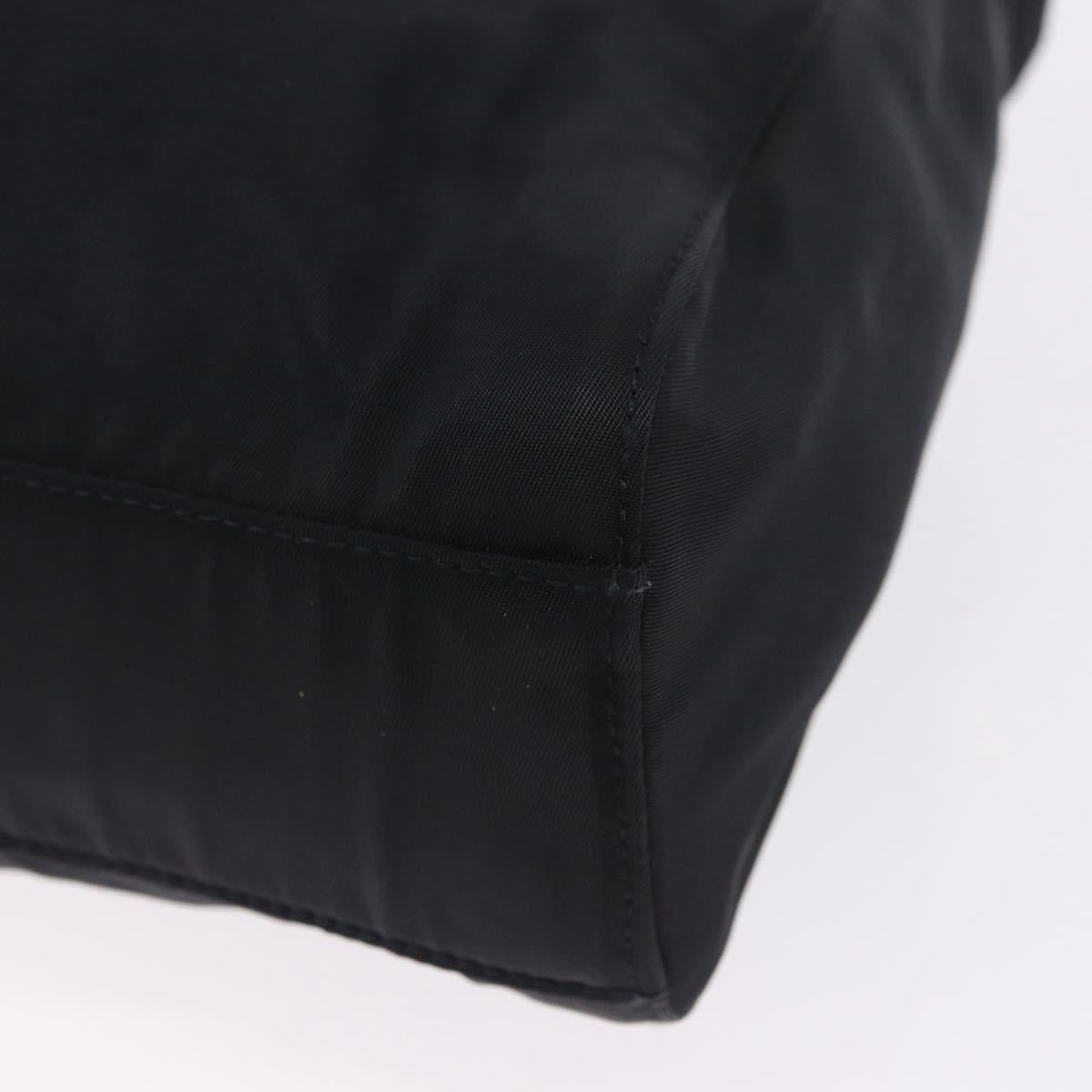 PRADA Chain Shoulder Tote Bag Nylon Black Gold Auth 193554