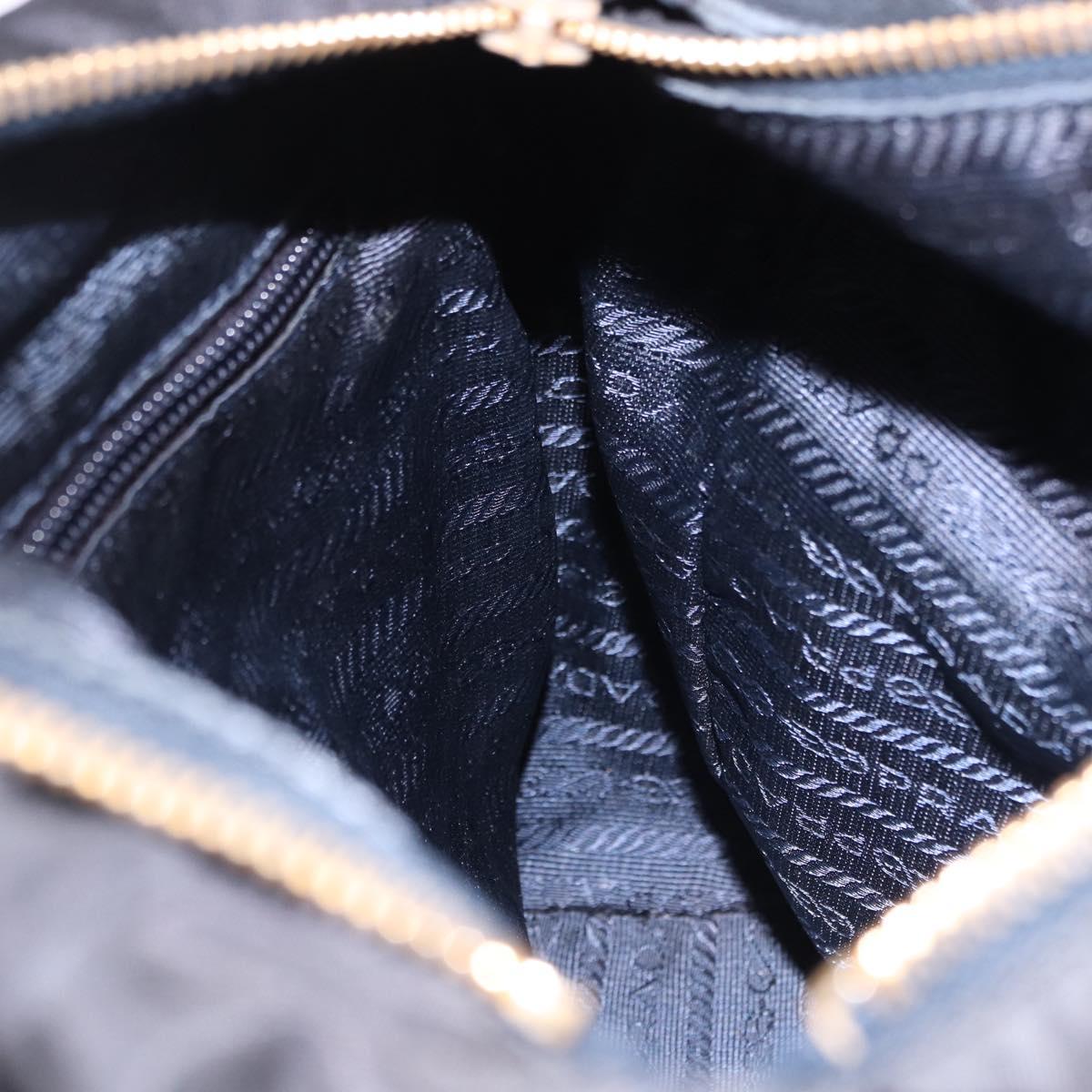 PRADA Chain Shoulder Tote Bag Nylon Black Gold Auth 193554