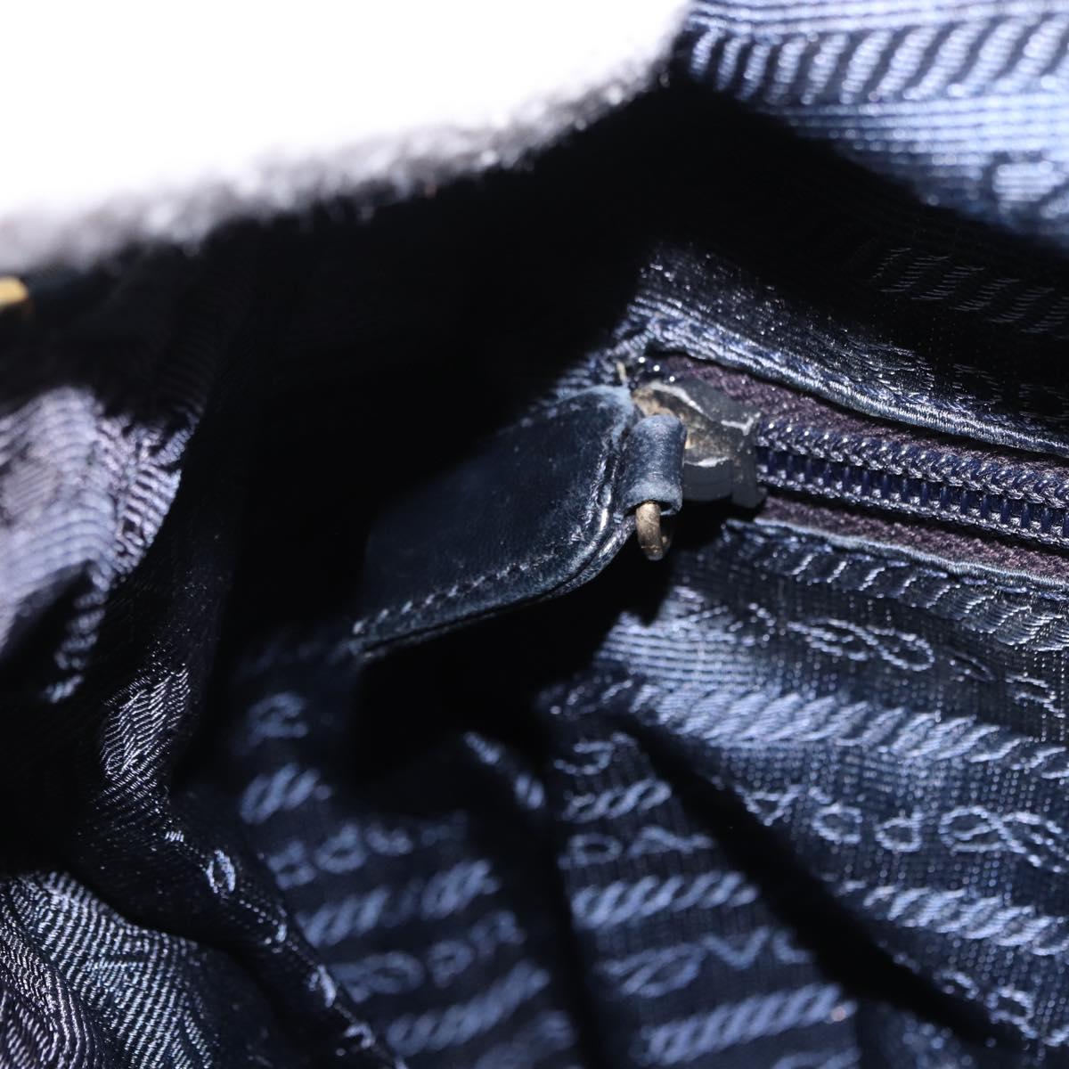 PRADA Chain Shoulder Tote Bag Nylon Black Gold Auth 193554