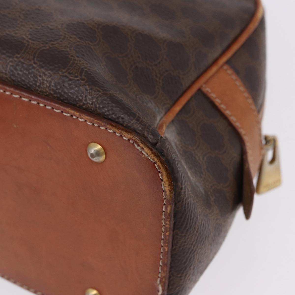CELINE Macadam Canvas Hand Bag PVC Leather Brown Gold Auth 193555