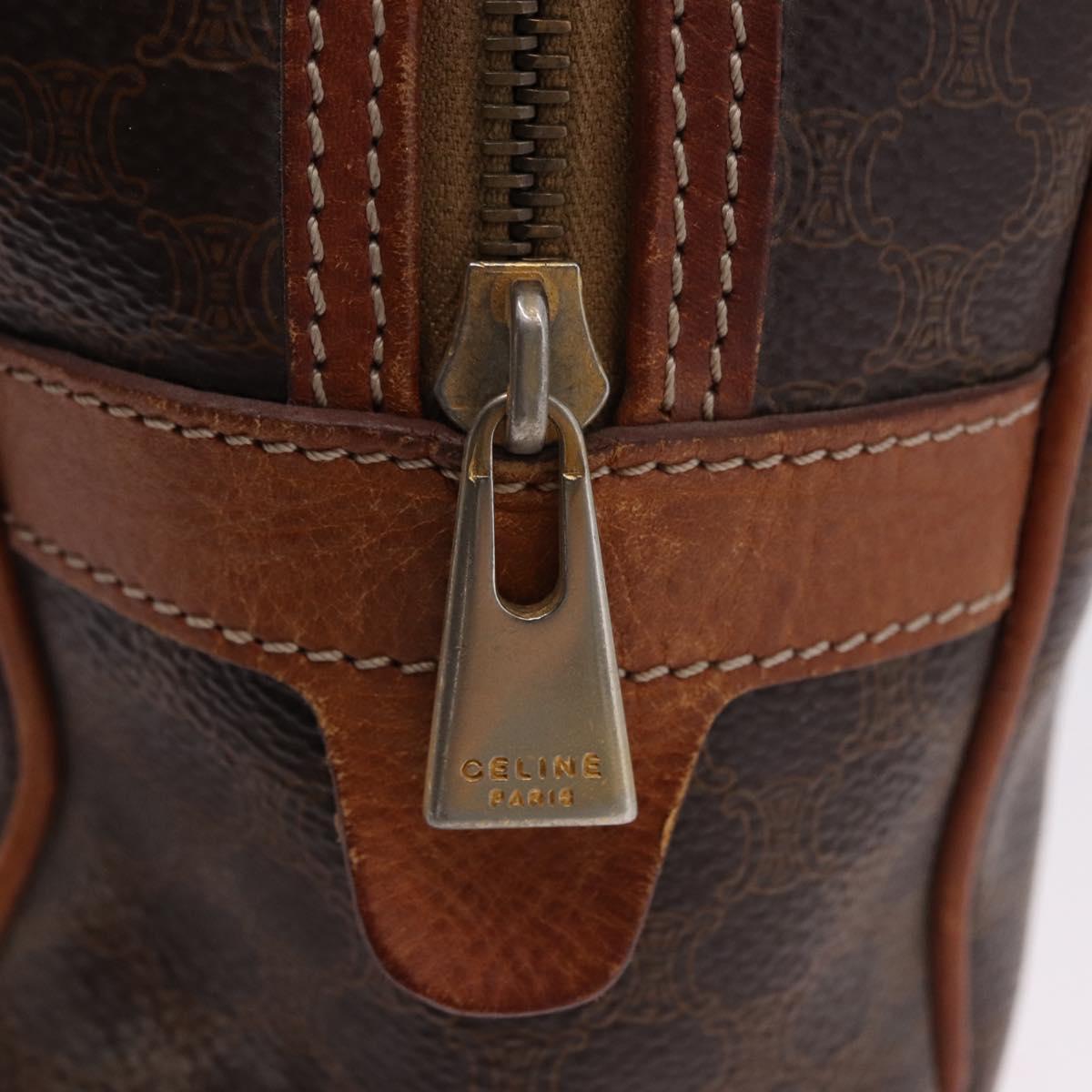 CELINE Macadam Canvas Hand Bag PVC Leather Brown Gold Auth 193555