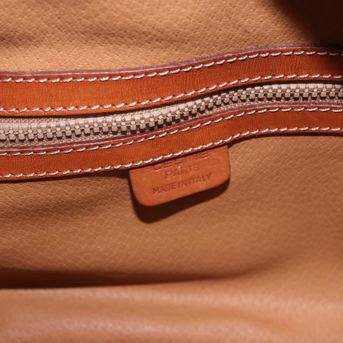 CELINE Macadam Canvas Hand Bag PVC Leather Brown Gold Auth 193555