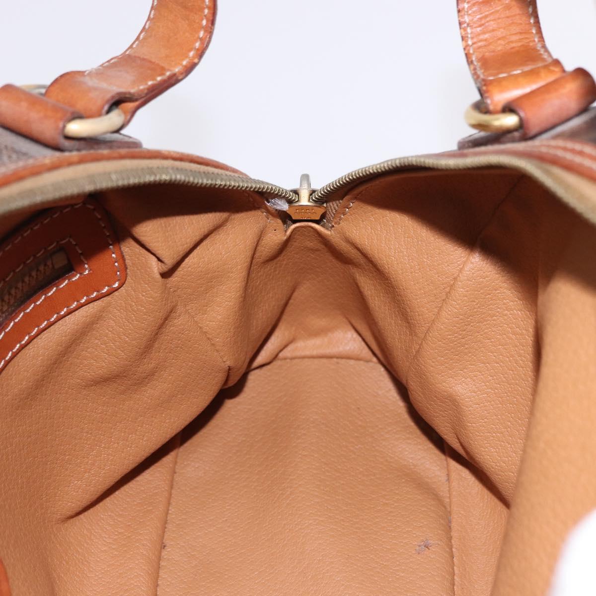 CELINE Macadam Canvas Hand Bag PVC Leather Brown Gold Auth 193555