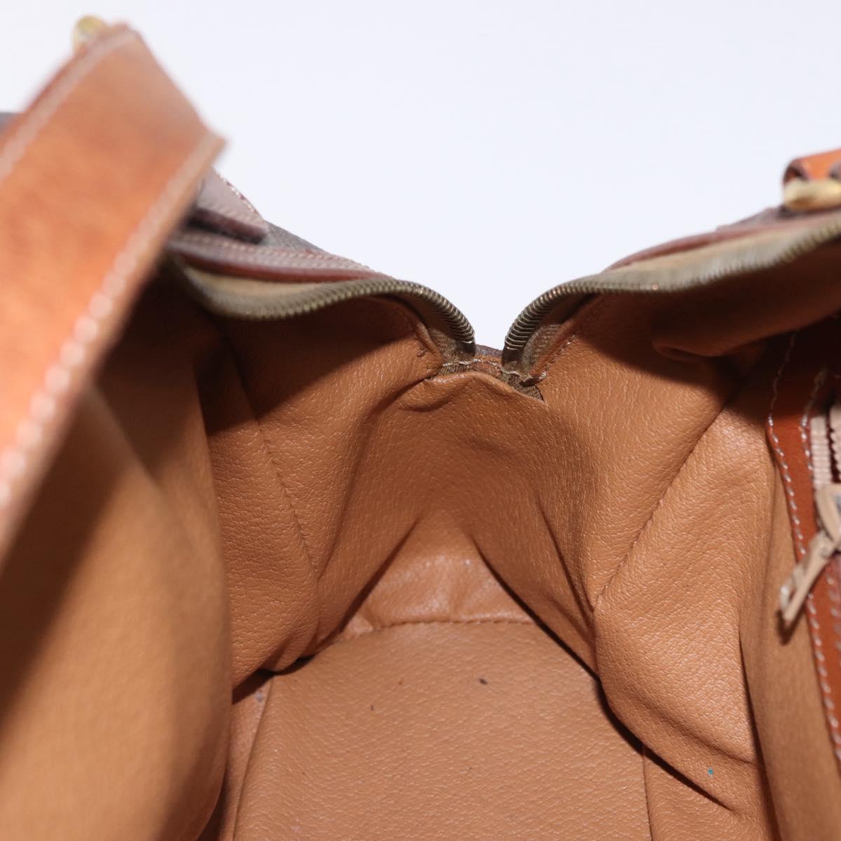 CELINE Macadam Canvas Hand Bag PVC Leather Brown Gold Auth 193555