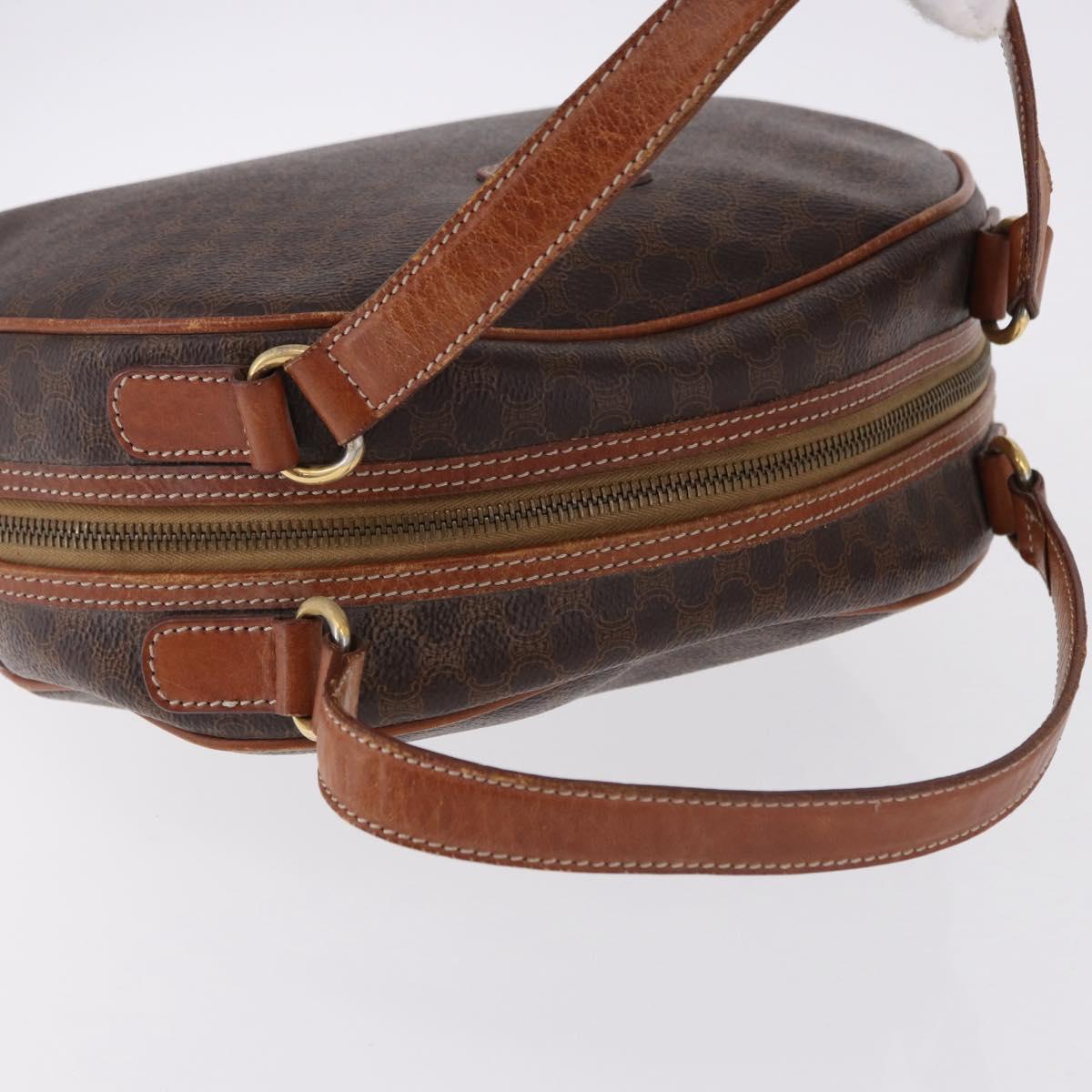 CELINE Macadam Canvas Hand Bag PVC Leather Brown Gold Auth 193555