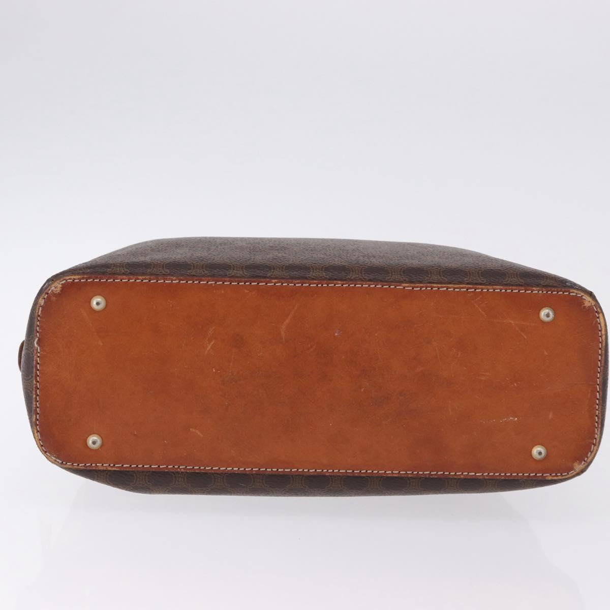 CELINE Macadam Canvas Hand Bag PVC Leather Brown Gold Auth 193555
