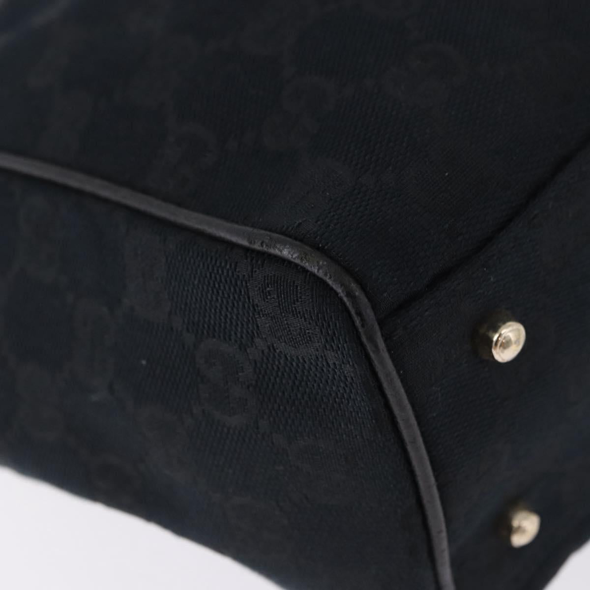 GUCCI GG Canvas Hand Bag Black Gold 145810 Auth 193556A