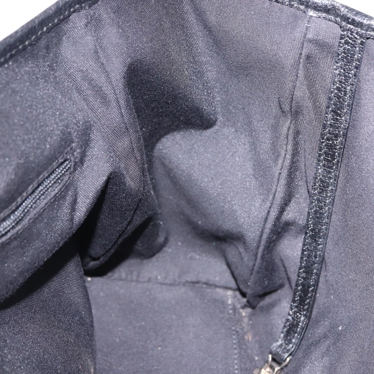 GUCCI GG Canvas Hand Bag Black Gold 145810 Auth 193556A