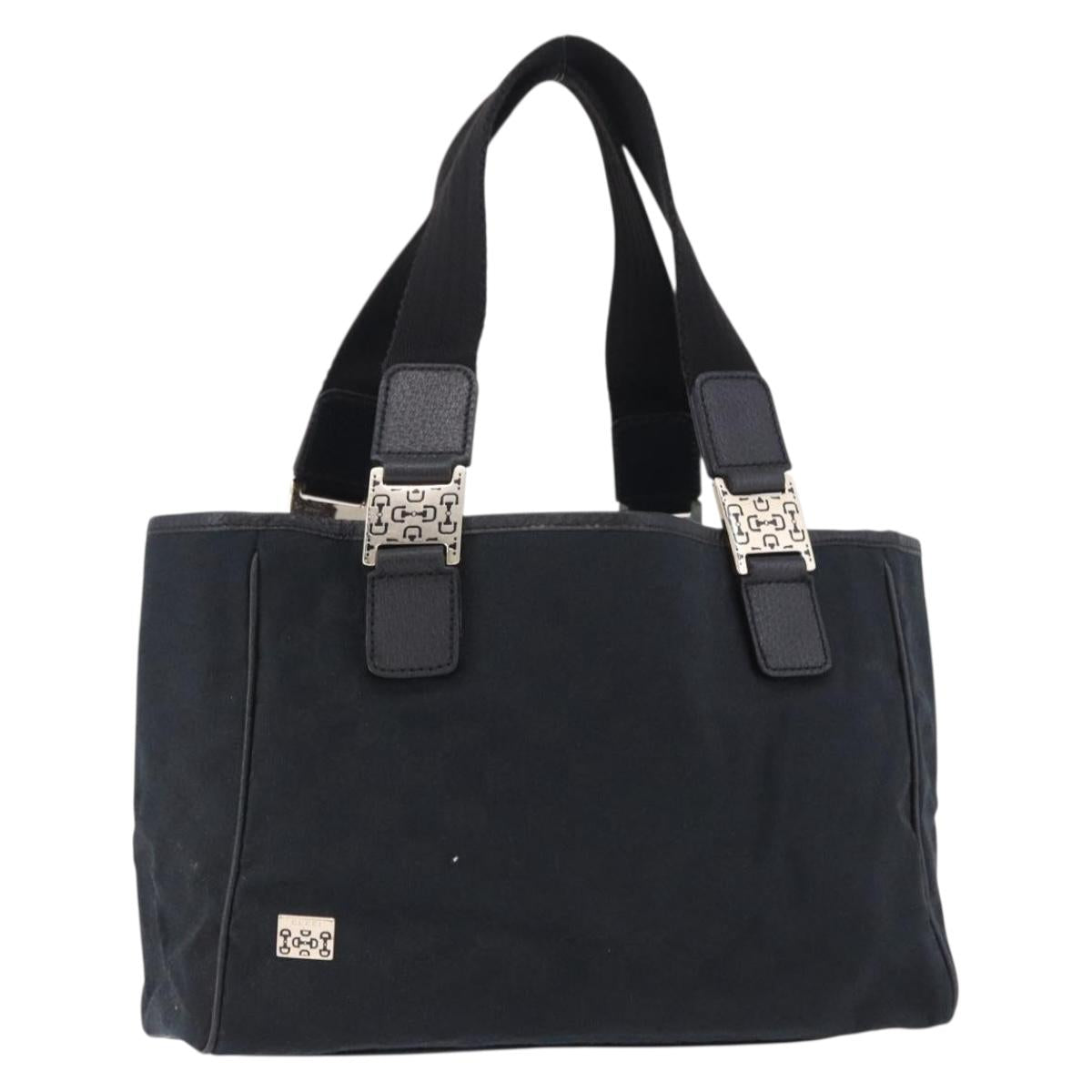 GUCCI GG Canvas Hand Bag Black Gold 145810 Auth 193556A