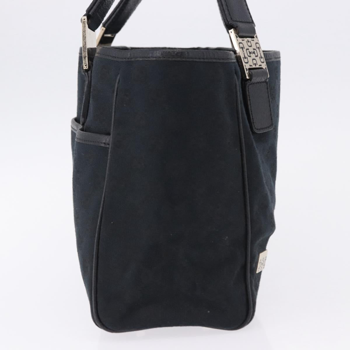 GUCCI GG Canvas Hand Bag Black Gold 145810 Auth 193556A