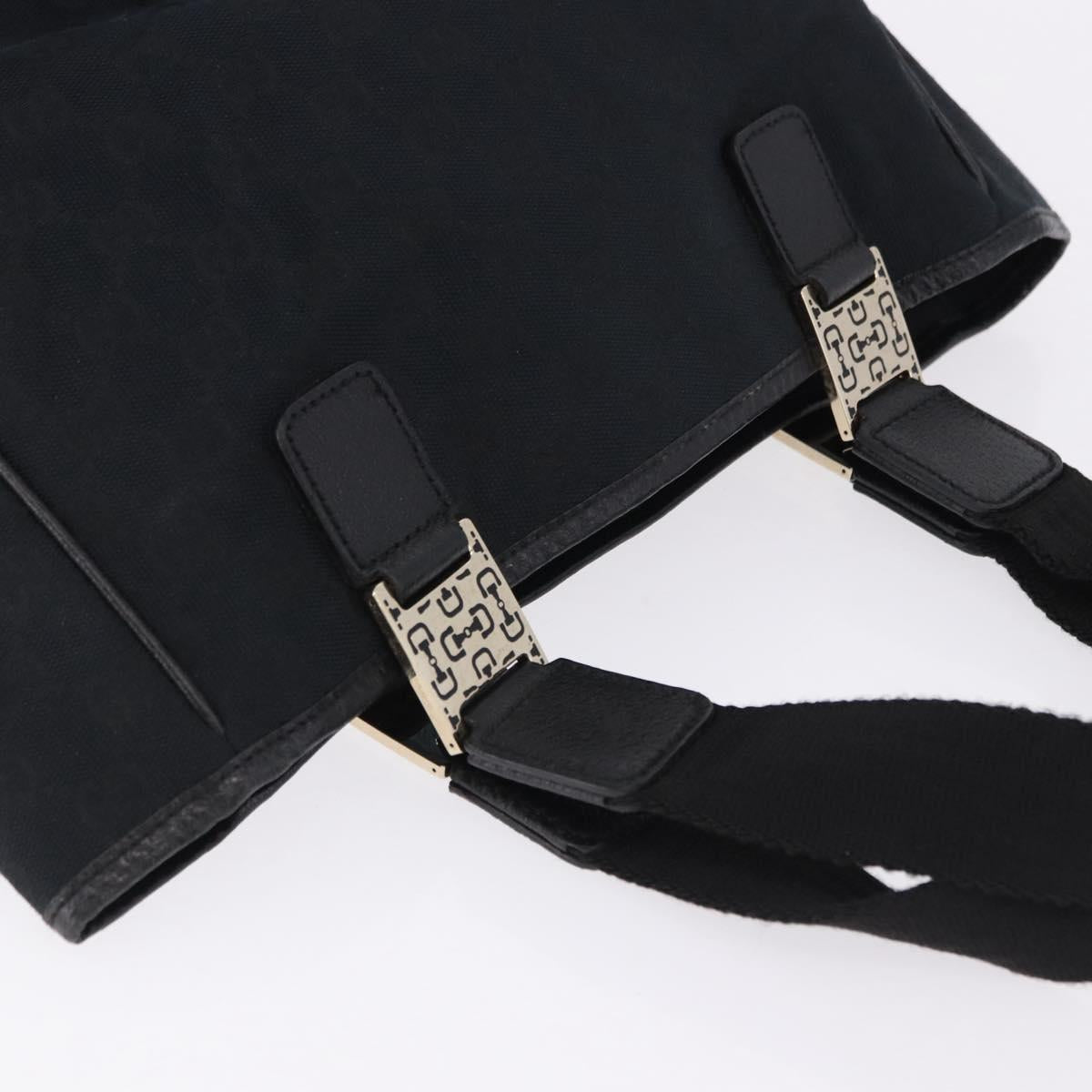 GUCCI GG Canvas Hand Bag Black Gold 145810 Auth 193556A