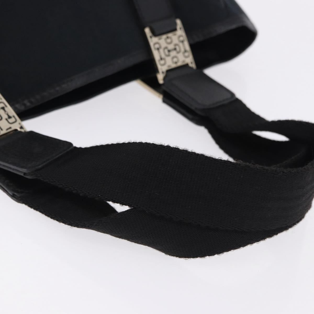 GUCCI GG Canvas Hand Bag Black Gold 145810 Auth 193556A