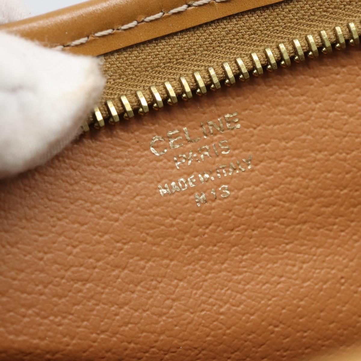 CELINE Macadam Canvas Clutch Bag PVC Leather Brown Gold Auth 193559A