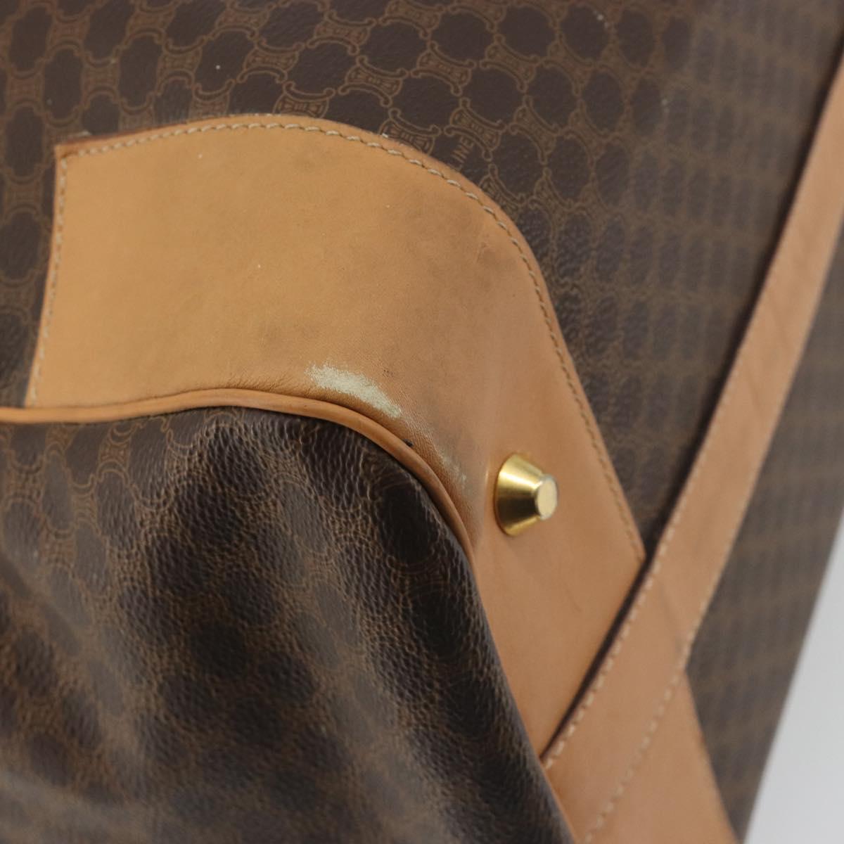 CELINE Macadam Canvas Boston Bag PVC Leather Brown Gold Auth 193560A