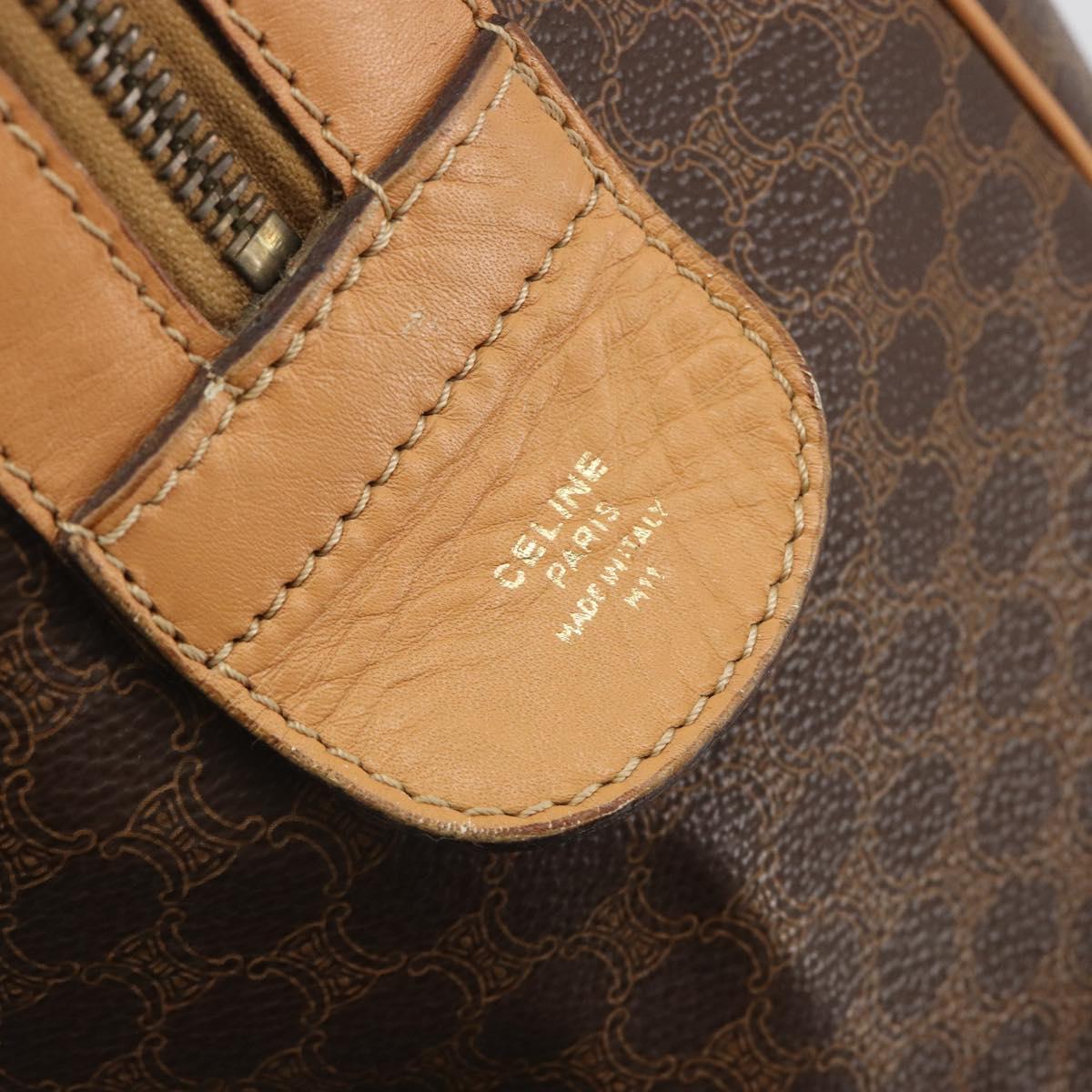 CELINE Macadam Canvas Boston Bag PVC Leather Brown Gold Auth 193560A