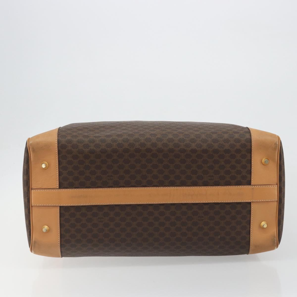 CELINE Macadam Canvas Boston Bag PVC Leather Brown Gold Auth 193560A