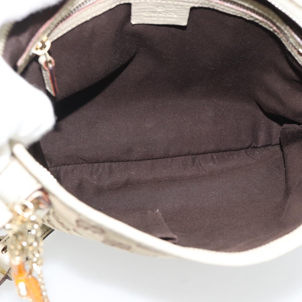 GUCCI GG Canvas Sherry Line Shoulder Bag Beige Gold 144388 Auth 193563A