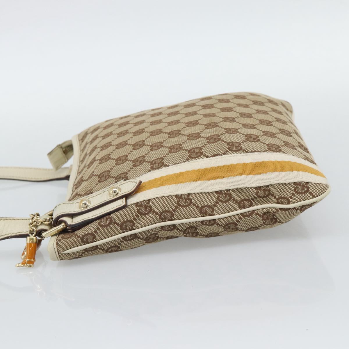GUCCI GG Canvas Sherry Line Shoulder Bag Beige Gold 144388 Auth 193563A