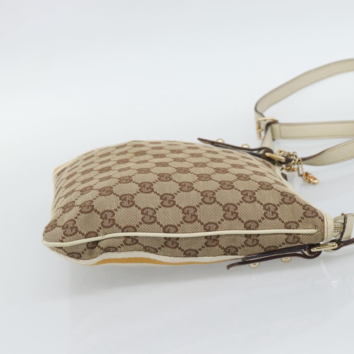 GUCCI GG Canvas Sherry Line Shoulder Bag Beige Gold 144388 Auth 193563A