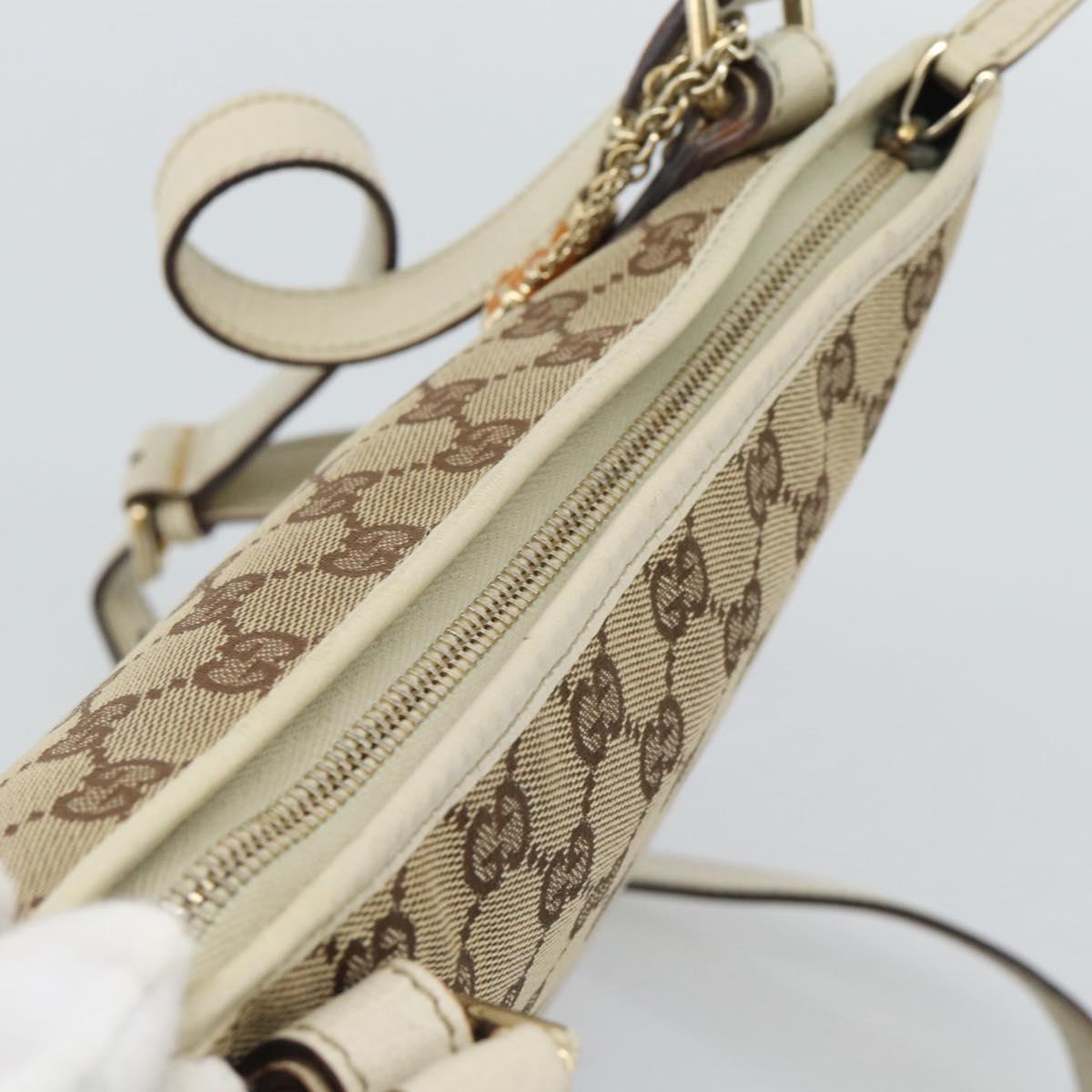 GUCCI GG Canvas Sherry Line Shoulder Bag Beige Gold 144388 Auth 193563A