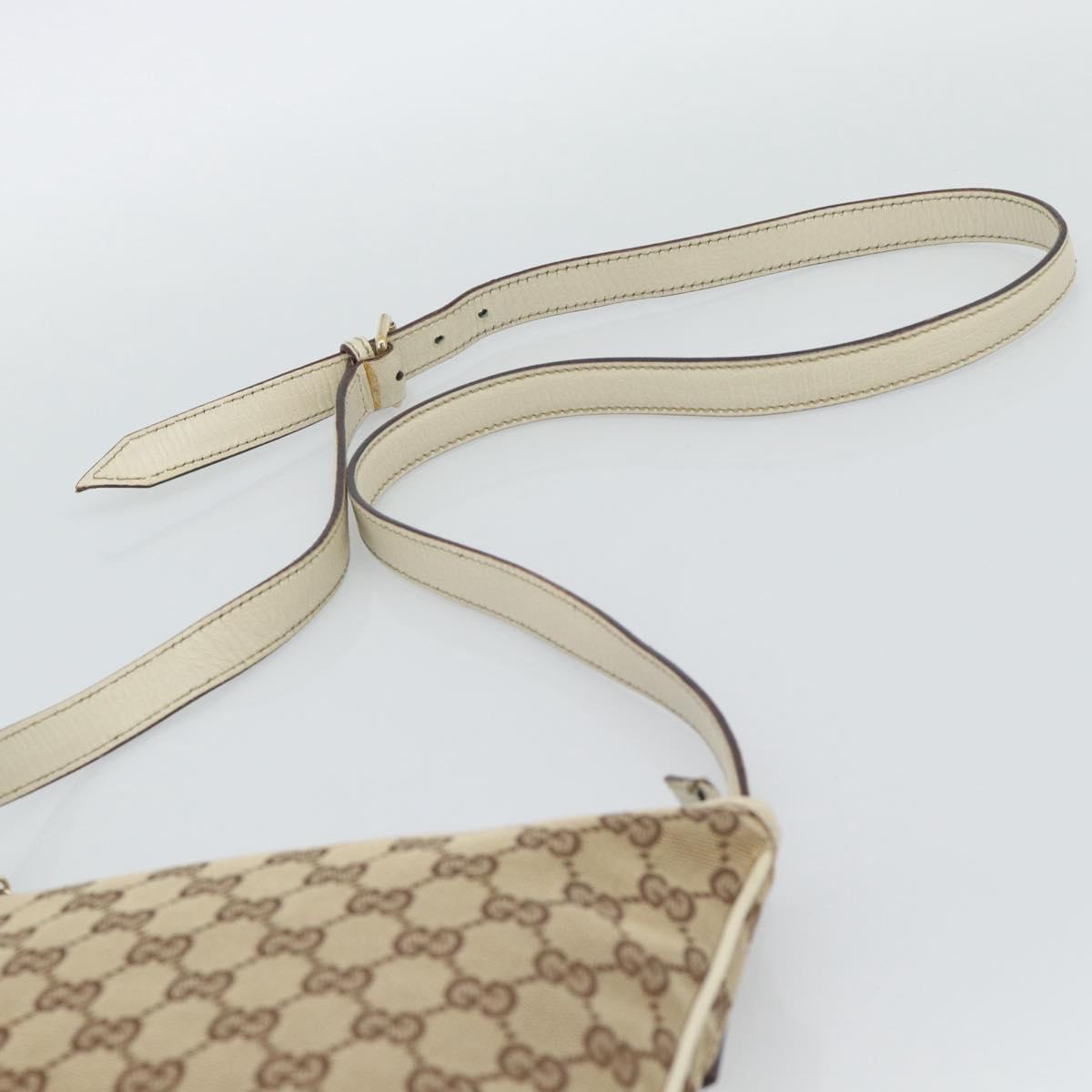 GUCCI GG Canvas Sherry Line Shoulder Bag Beige Gold 144388 Auth 193563A