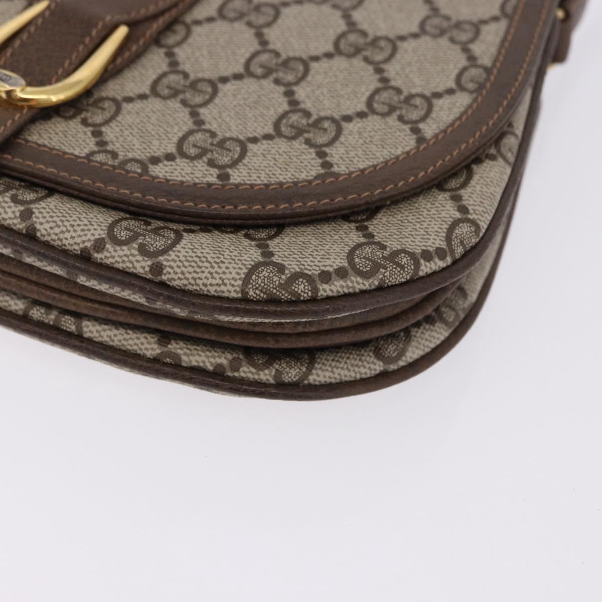 GUCCI GG Supreme Shoulder Bag PVC Beige Gold Auth 193564