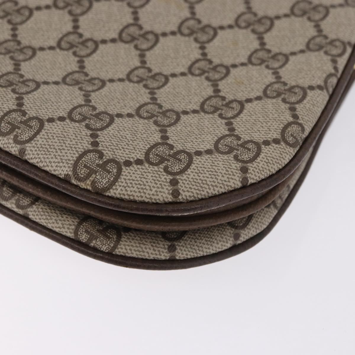 GUCCI GG Supreme Shoulder Bag PVC Beige Gold Auth 193564