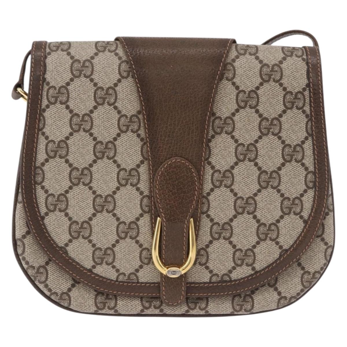 GUCCI GG Supreme Shoulder Bag PVC Beige Gold Auth 193564