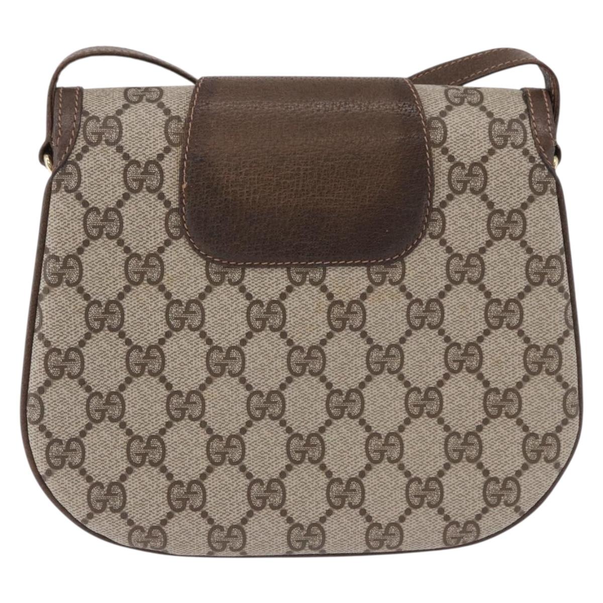 GUCCI GG Supreme Shoulder Bag PVC Beige Gold Auth 193564