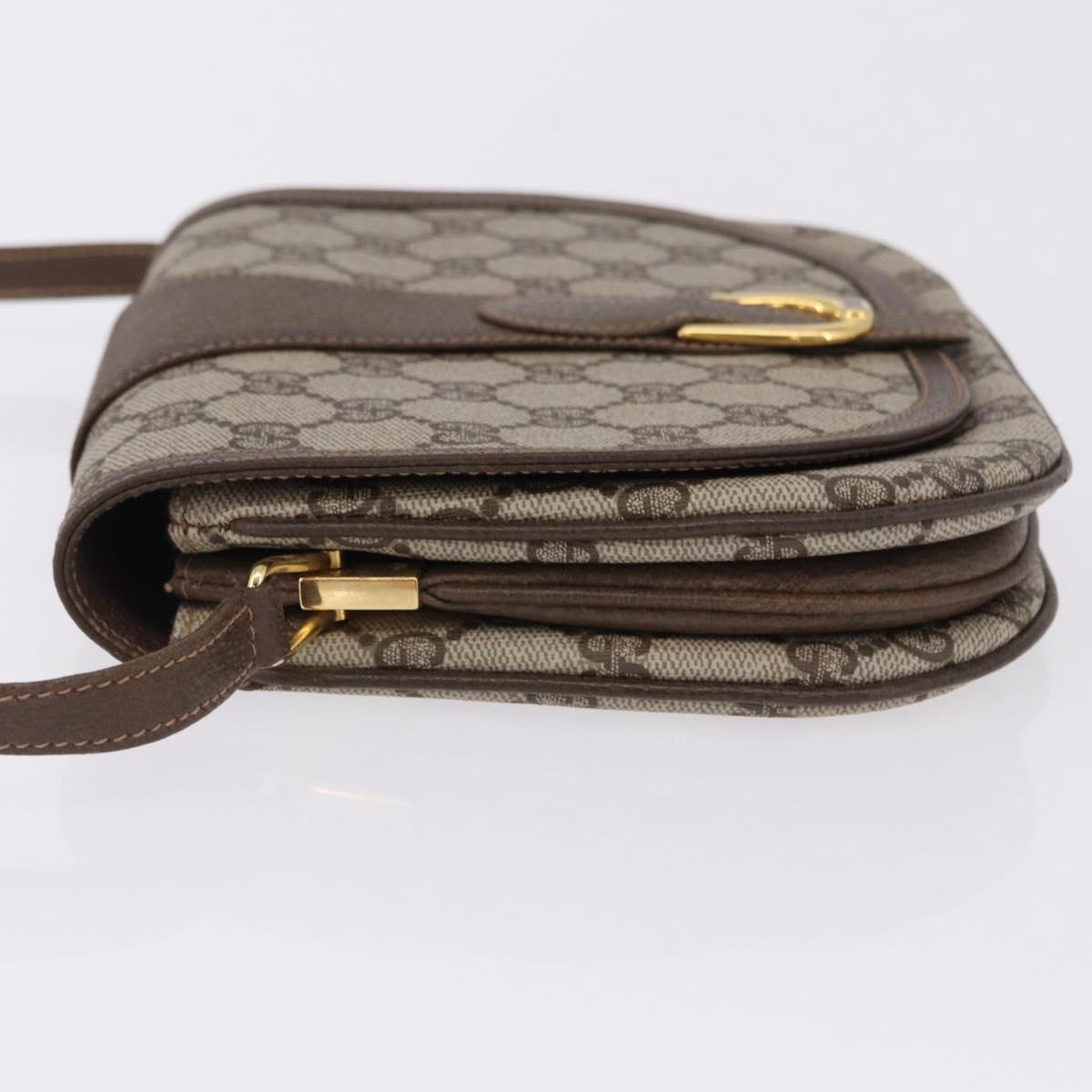 GUCCI GG Supreme Shoulder Bag PVC Beige Gold Auth 193564
