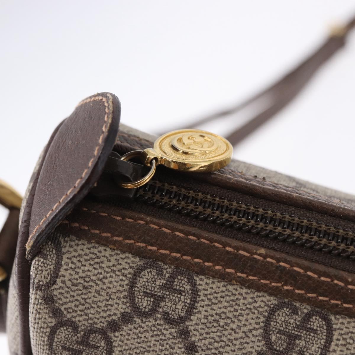 GUCCI GG Supreme Web Sherry Line Shoulder Bag PVC Beige Gold Auth 193565