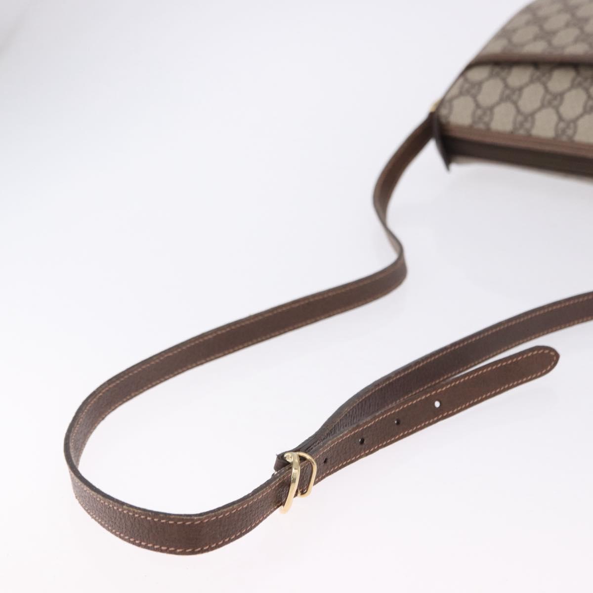 GUCCI GG Supreme Web Sherry Line Shoulder Bag PVC Beige Gold Auth 193565