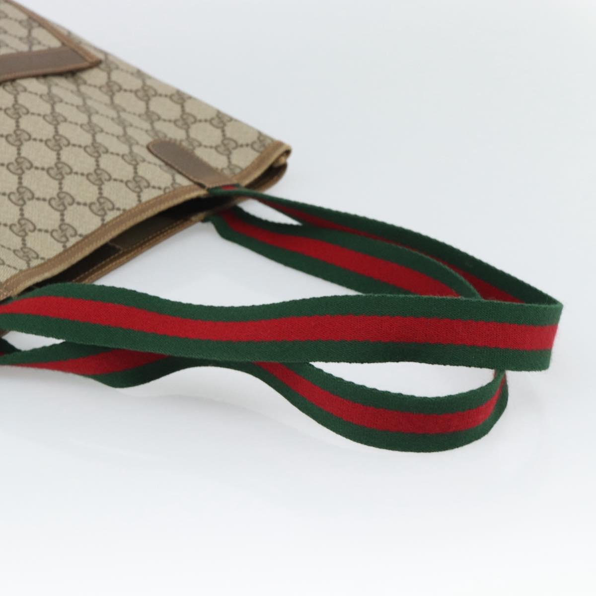 GUCCI GG Supreme Web Sherry Line Tote Bag PVC Beige 40 02 003 Auth 193566