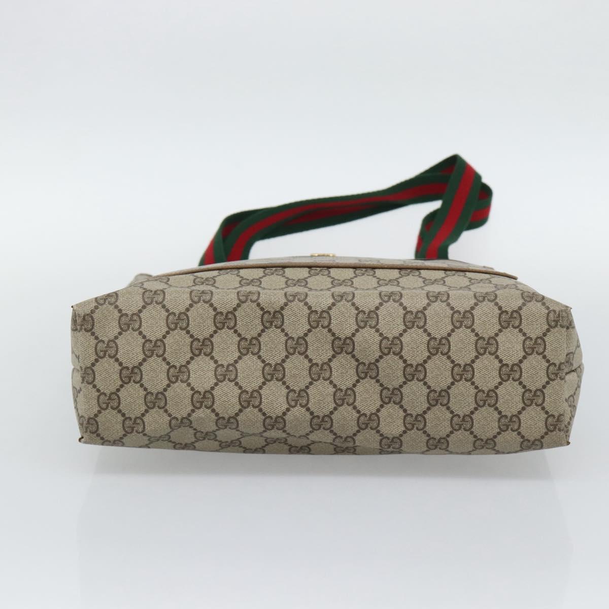 GUCCI GG Supreme Web Sherry Line Tote Bag PVC Beige 40 02 003 Auth 193566