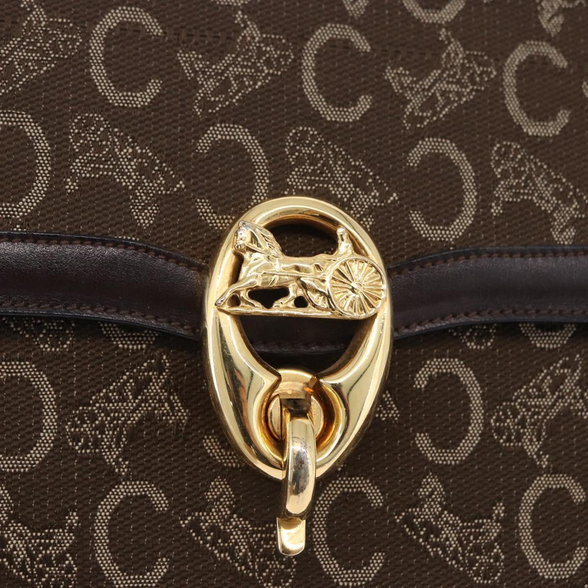 CELINE C Sulky Horse Carriage Shoulder Bag Canvas Brown Gold Auth 193569A