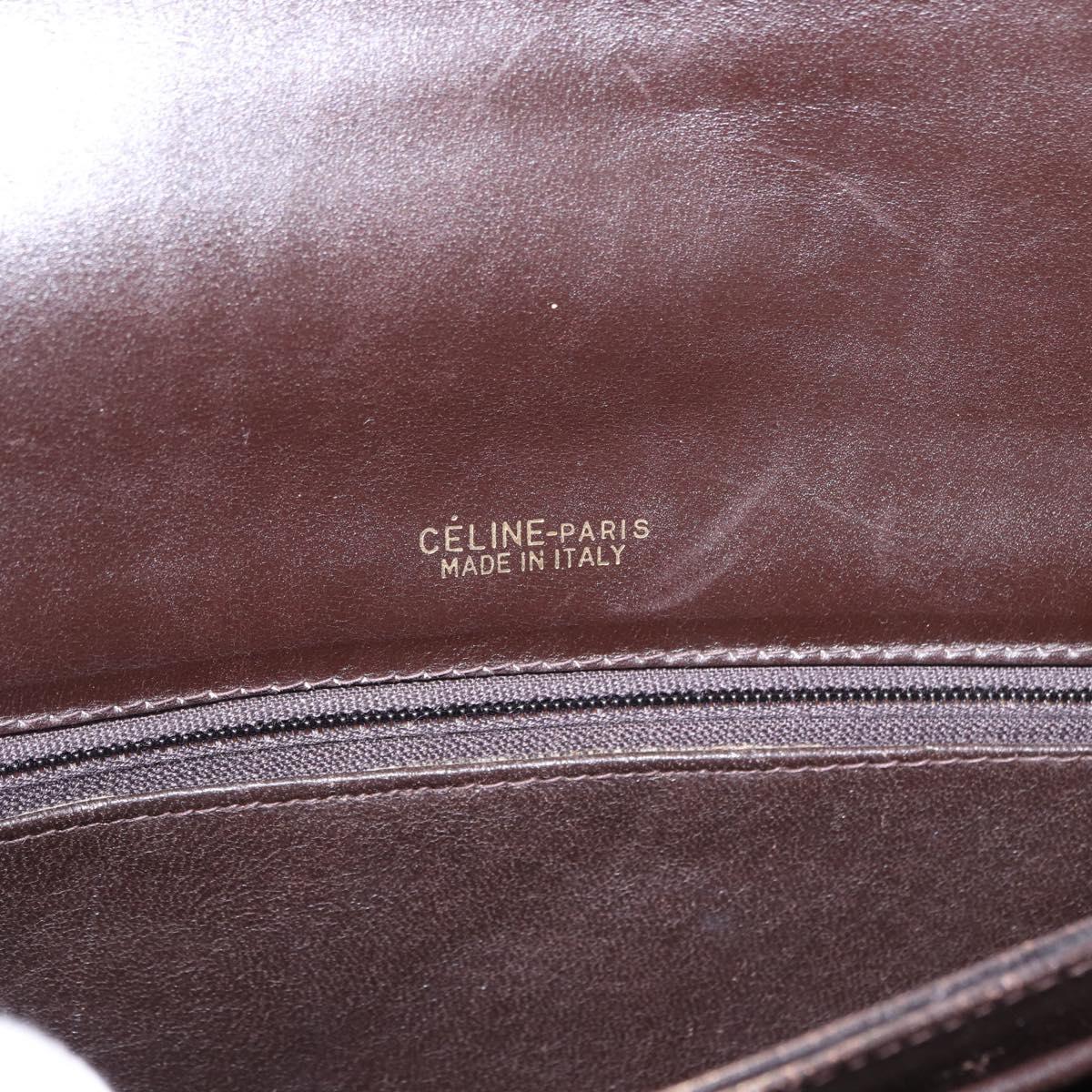 CELINE C Sulky Horse Carriage Shoulder Bag Canvas Brown Gold Auth 193569A