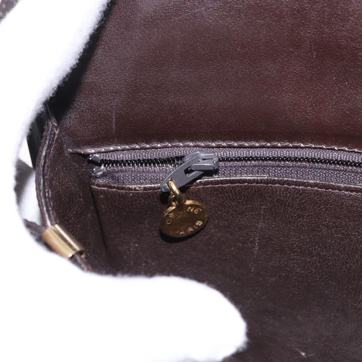 CELINE C Sulky Horse Carriage Shoulder Bag Canvas Brown Gold Auth 193569A