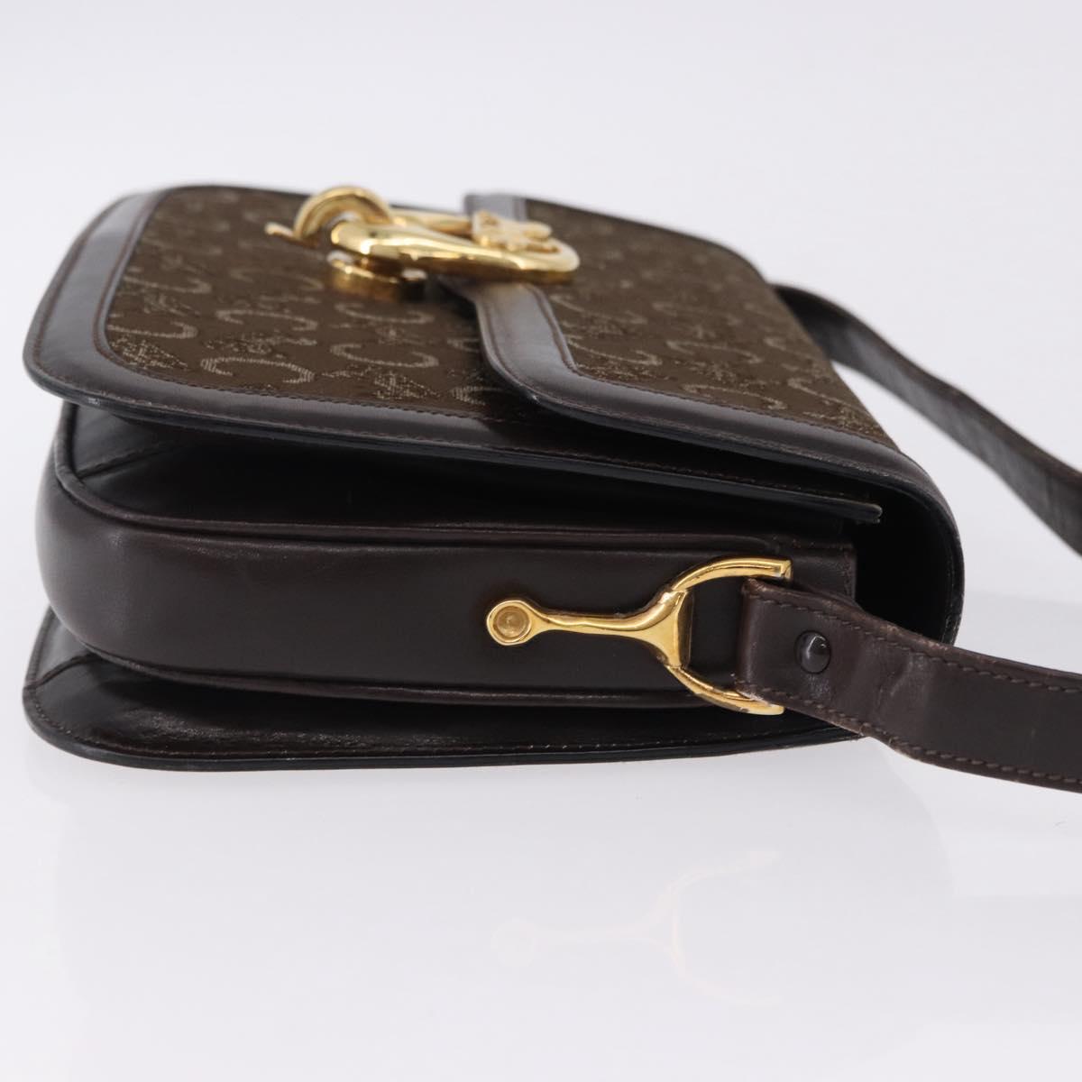 CELINE C Sulky Horse Carriage Shoulder Bag Canvas Brown Gold Auth 193569A