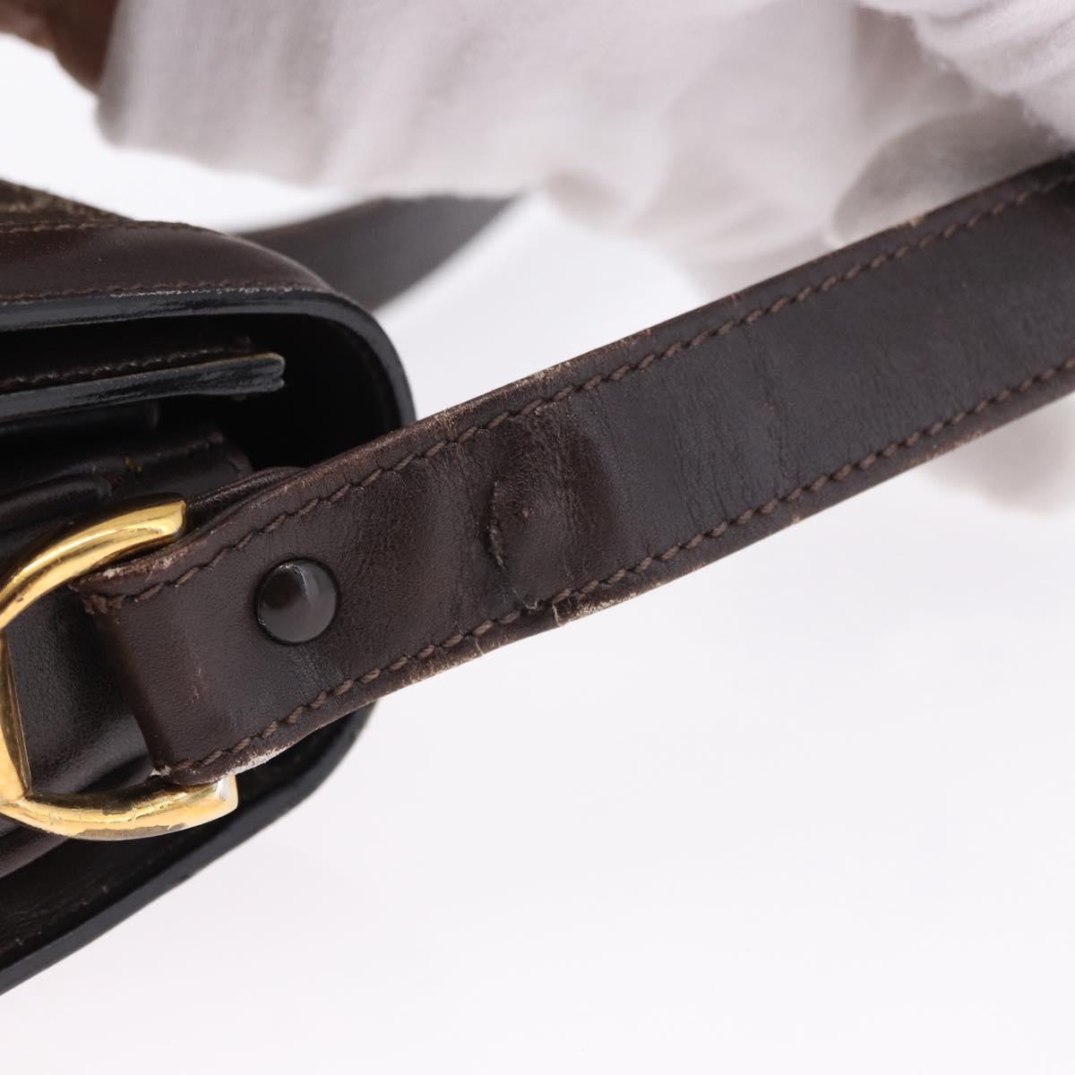 CELINE C Sulky Horse Carriage Shoulder Bag Canvas Brown Gold Auth 193569A