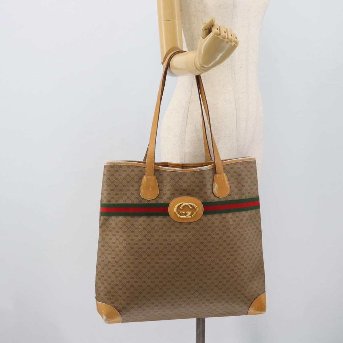 GUCCI Micro GG Supreme Web Sherry Line Bag Beige Gold 002 123 0174 Auth 193571